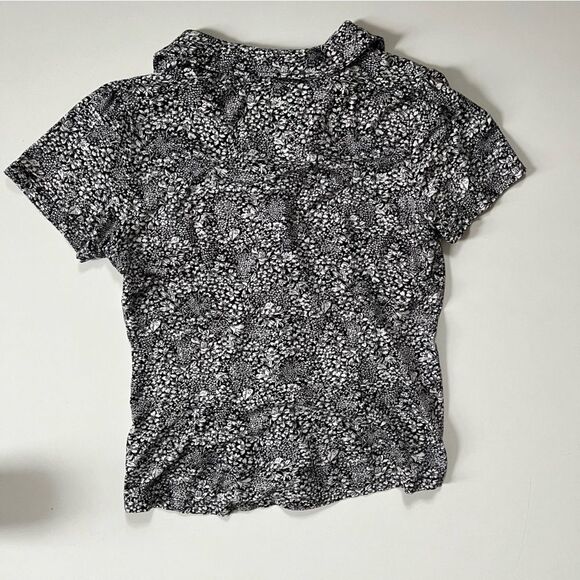 Anthropologie Black and White Floral Short Sleeve Top - Picture 5 of 9